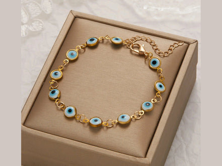 Lucky Turkey Evil Eye Bracelet For Women Men Colorful Red Blue Eye Adjustable Metal Chain Bangles Good Luck Wealth Jewelry Gifts - Simply Just Deals LLC