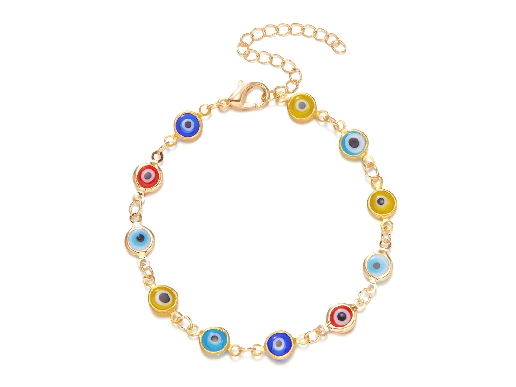 Lucky Turkey Evil Eye Bracelet For Women Men Colorful Red Blue Eye Adjustable Metal Chain Bangles Good Luck Wealth Jewelry Gifts - Simply Just Deals LLC