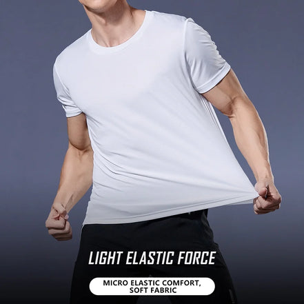 Men's Quick Dry Short Sleeve Gym Running Moisture Wicking Round Neck T-Shirt Training Exercise Gym Sport Shirt Tops Lightweight - Simply Just Deals LLC