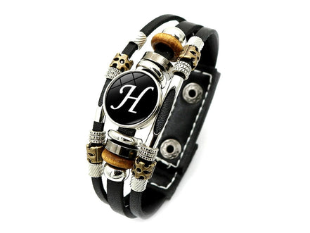Vintage 26 Letter Leather Rock Bracelet Women Men Punk A-Z Initial Alphabet Handmade Braided Multilayer Adjustable Bangle Gift - Simply Just Deals LLC