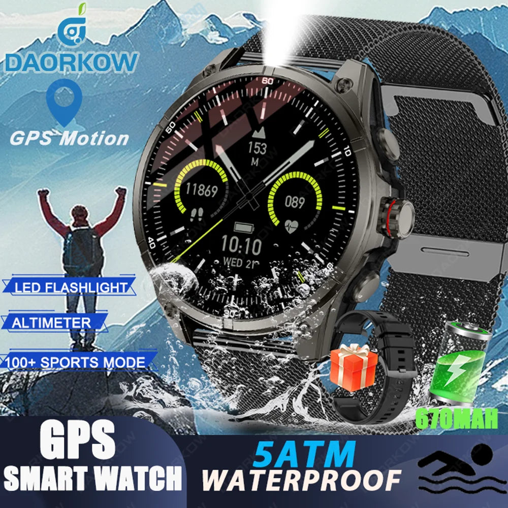 New sports smartwatch Real-time GPS motion trajectory Altitude measurement Compass Outdoor flashlight 670 mAh ultra-long standby - Simply Just Deals LLC