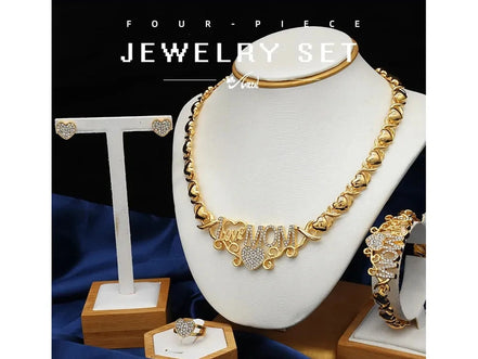 ANIID XOXO Heart Women Jewelry Necklace Set 18K Gold Color Bridal LOVE Rhinestone Wedding Necklace Earrings Set Party Gift - Simply Just Deals LLC