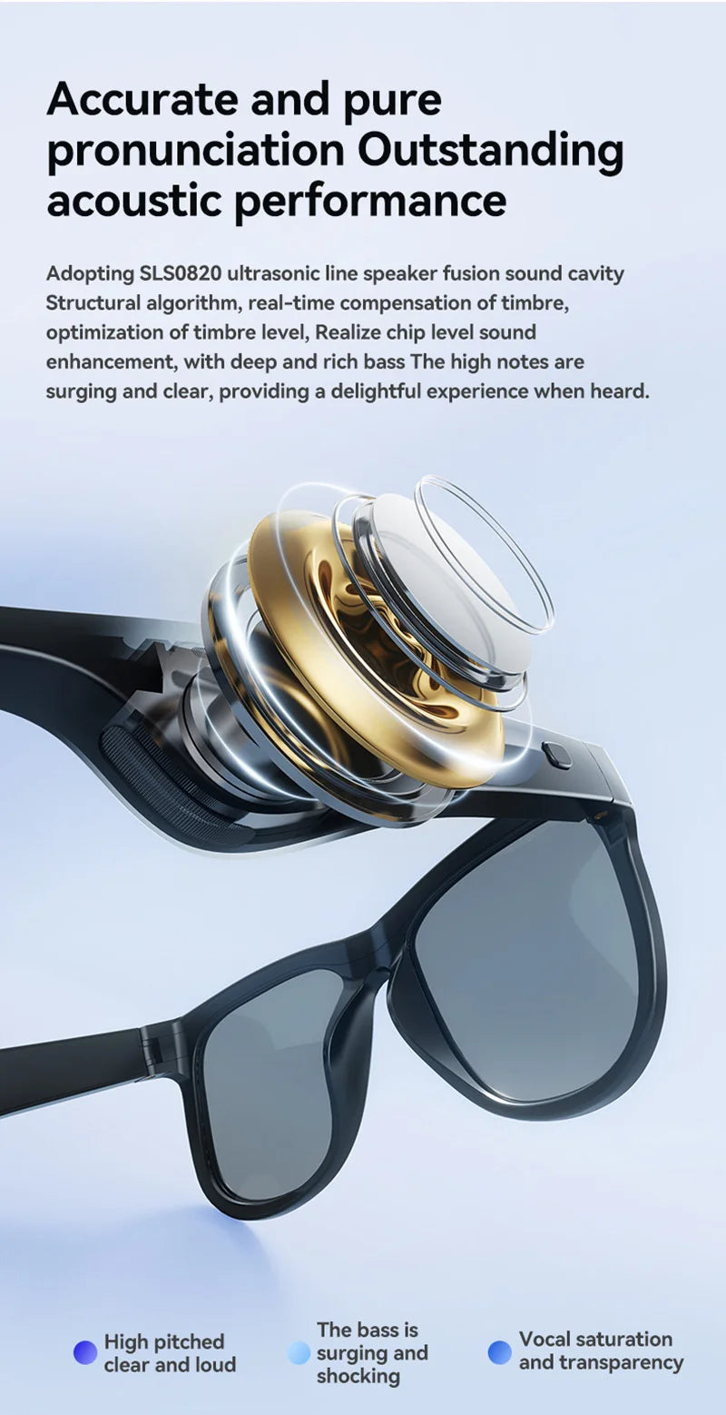 Wireless Smart Sunglasses Anti Blue Light & AI Translator Bluetooth 6.0 Glasses For Music Calls Open Audio Design Lightweight
