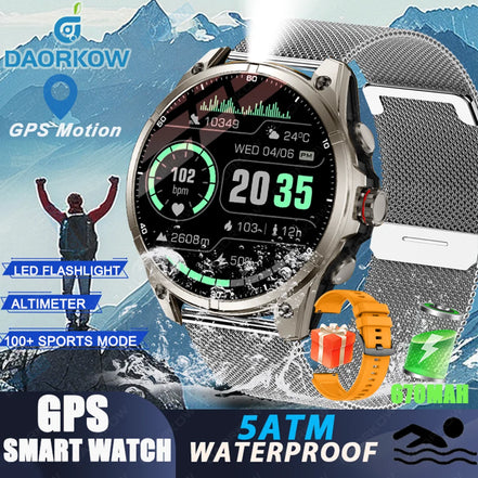 New sports smartwatch Real-time GPS motion trajectory Altitude measurement Compass Outdoor flashlight 670 mAh ultra-long standby - Simply Just Deals LLC