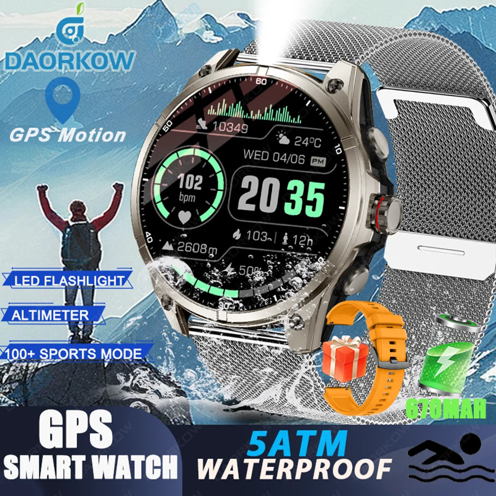 New sports smartwatch Real-time GPS motion trajectory Altitude measurement Compass Outdoor flashlight 670 mAh ultra-long standby - Simply Just Deals LLC