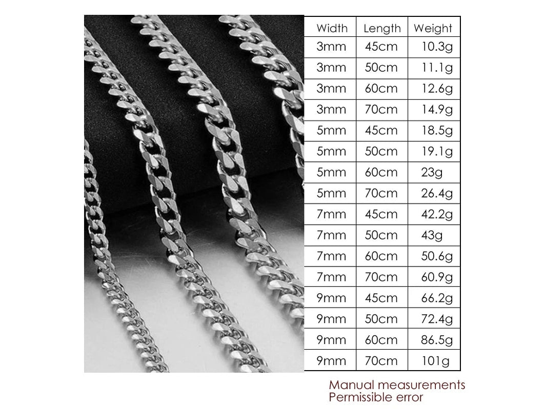 Width 5/7/9MM Hiphop Cuban Link Stainless Steel Chains Necklace for Men Basic Simple Rapper's Choker Fashion Jewelry Accessories - Simply Just Deals LLC