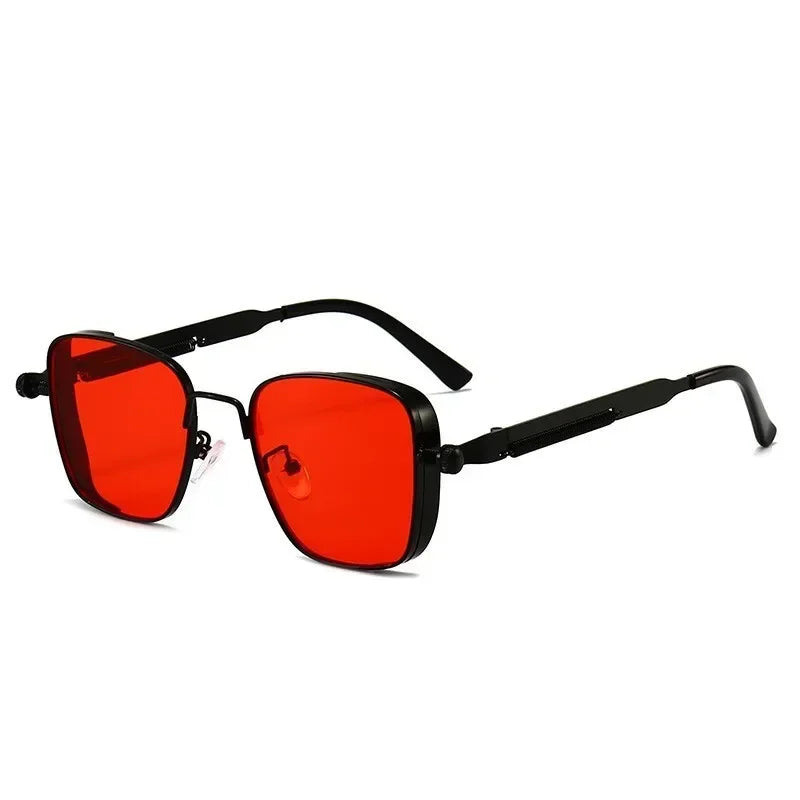 New Sunglasses Men Driving Sunglasses Retro Spring Leg Driving Outdoor Sports Metal Rectangular Decorative Glasses Women Uv400
