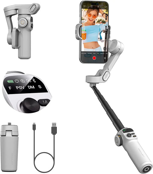 AOCHUAN Smart X2 Handheld Gimbal 3 Axis Stabilizer Built-in 20cm Extension Rod LED Display Phone Holder For iPhone Smartphone
