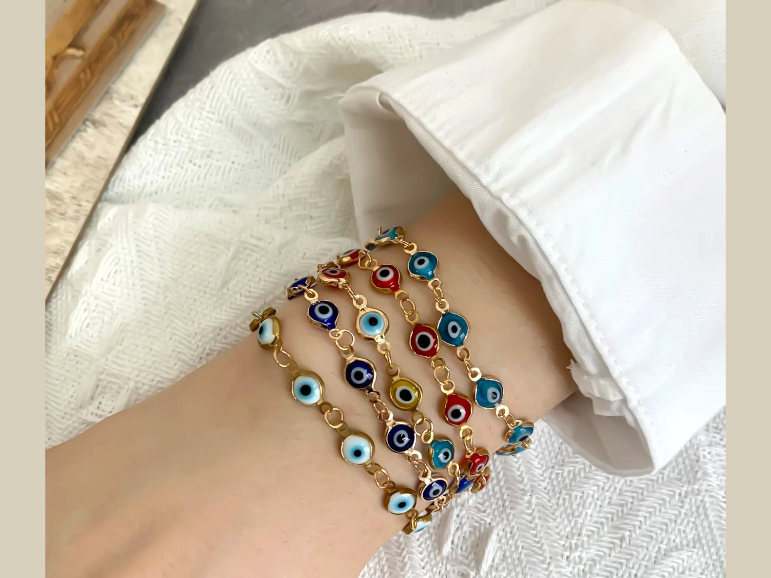 Lucky Turkey Evil Eye Bracelet For Women Men Colorful Red Blue Eye Adjustable Metal Chain Bangles Good Luck Wealth Jewelry Gifts - Simply Just Deals LLC