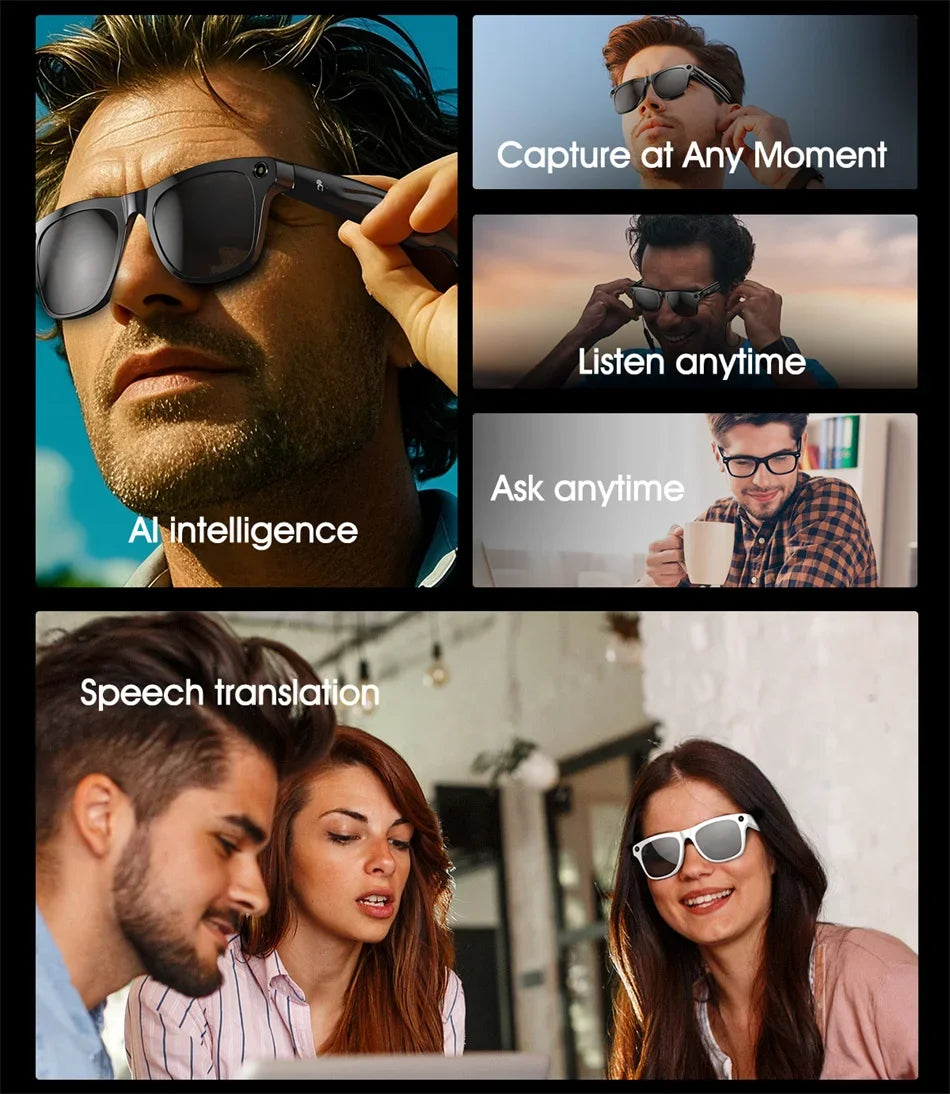 Xiaomi 1080P HD AI Smart Glasses Chat GPT 100MP Camera Bluetooth Call 260mAh Battery Voice Assistant Control Smart Glasses Hot