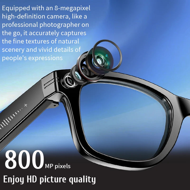 New 800w Pixel Smart Glasses With AI Camera Micro Camera Photography Video Recording Voice Call Translation Gradient Sunglasses