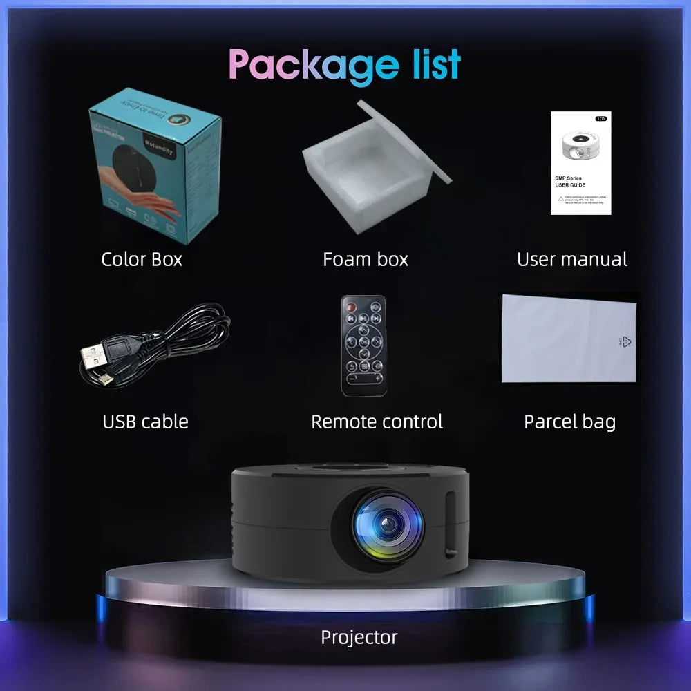 Xiaomi New Mini Mobile Projector Home Use Palm Size Remote Projector IOS Android System Wire Screen Mirroring Projector