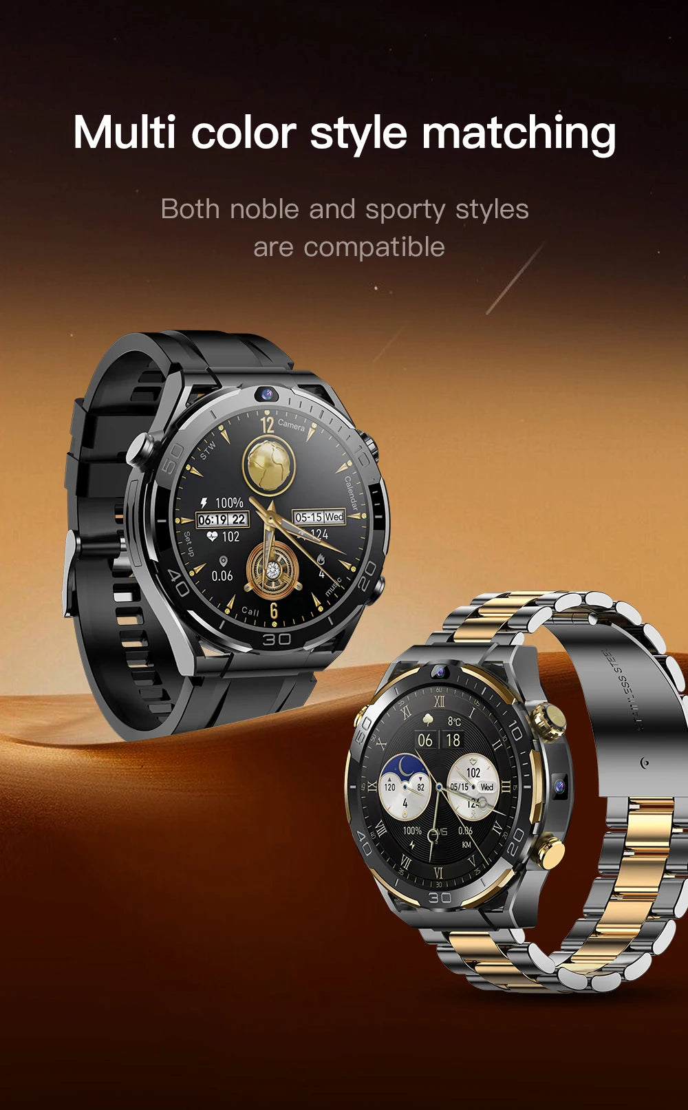 6+128GB Smart Watch WIFI GPS Waterproof GSM SIM Dual Camera 4G Smartwatch Men App Download Heart Rate Health Monitor Video Call