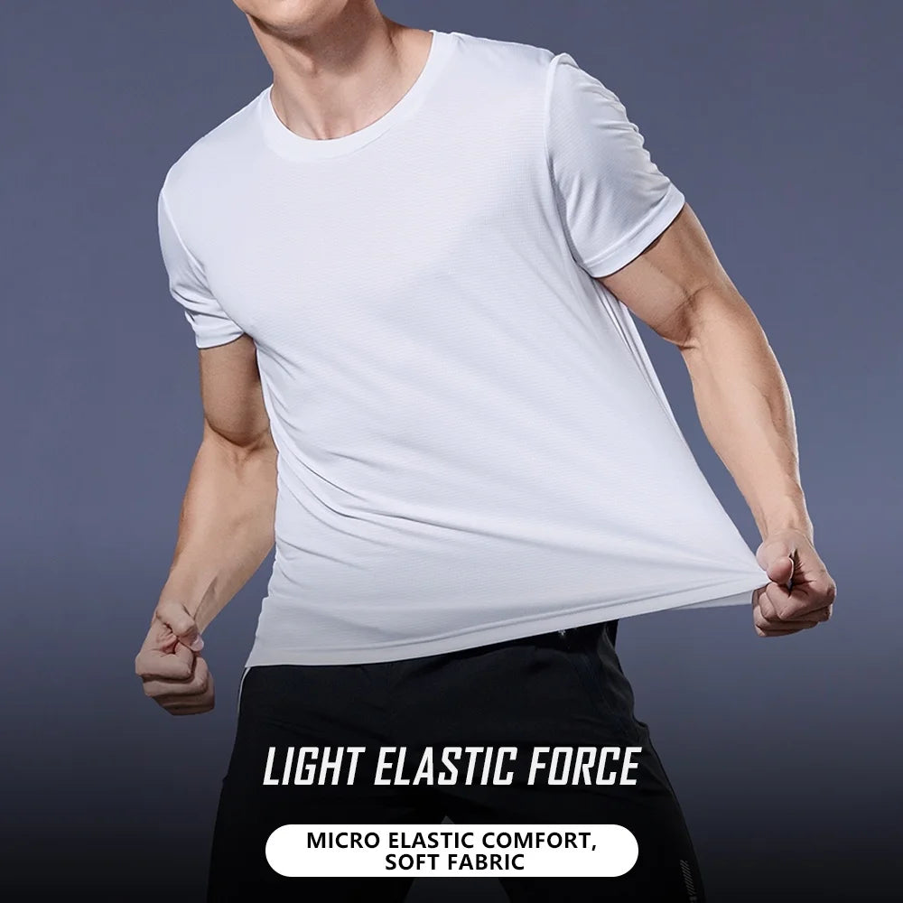 Men's Quick Dry Short Sleeve Gym Running Moisture Wicking Round Neck T-Shirt Training Exercise Gym Sport Shirt Tops Lightweight - Simply Just Deals LLC