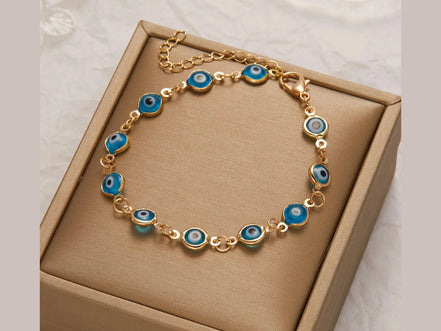Lucky Turkey Evil Eye Bracelet For Women Men Colorful Red Blue Eye Adjustable Metal Chain Bangles Good Luck Wealth Jewelry Gifts - Simply Just Deals LLC
