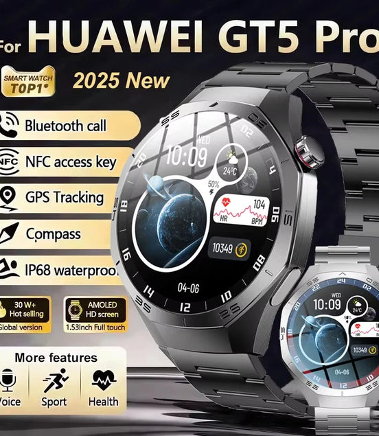 New Original  GT5 Pro Smart Watch Men HD AMOLED Screen GPS Motion Trajectory Heart Rate Bluetooth Call 1.52" SmartWatch IP68+box - Simply Just Deals LLC