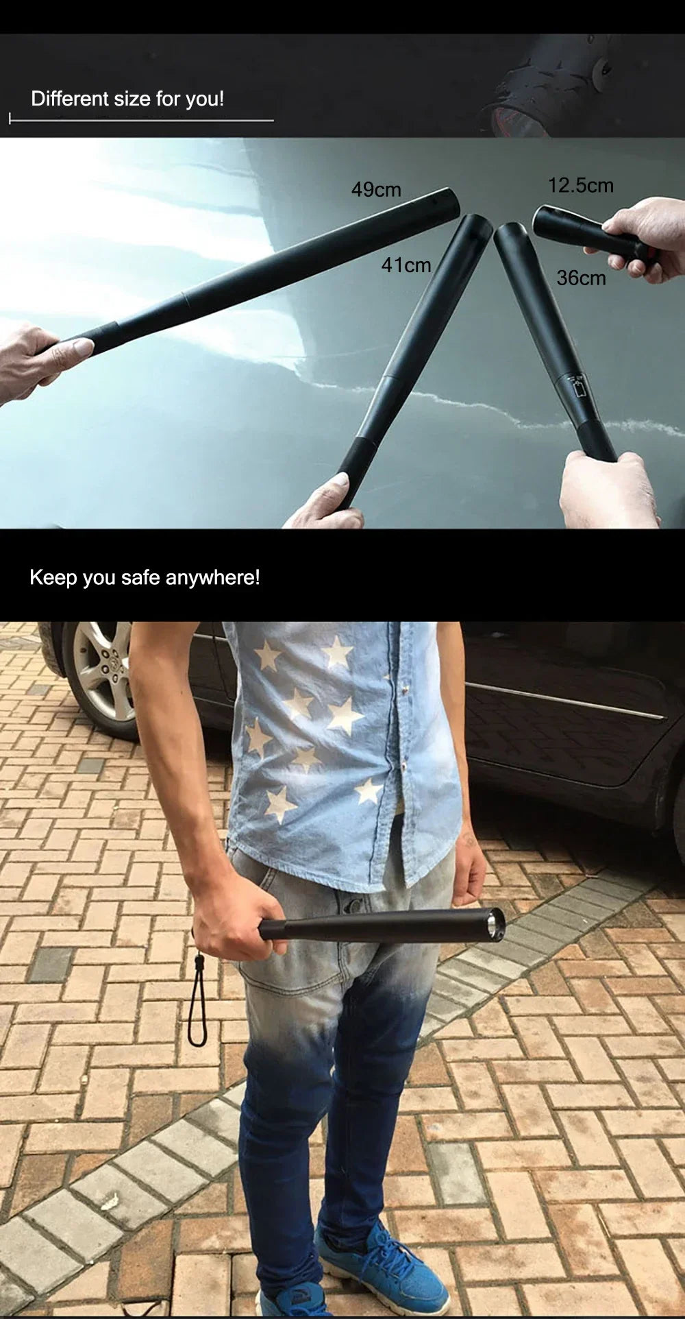LED Baseball Bat Aluminium Alloy Torch for Emergency Self Defense Anti Riot Equipment Waterproof Self Defense Flashlight Stick