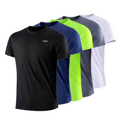 Men's Quick Dry Short Sleeve Gym Running Moisture Wicking Round Neck T-Shirt Training Exercise Gym Sport Shirt Tops Lightweight - Simply Just Deals LLC