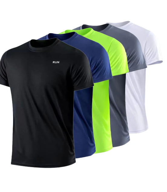 Men's Quick Dry Short Sleeve Gym Running Moisture Wicking Round Neck T-Shirt Training Exercise Gym Sport Shirt Tops Lightweight - Simply Just Deals LLC