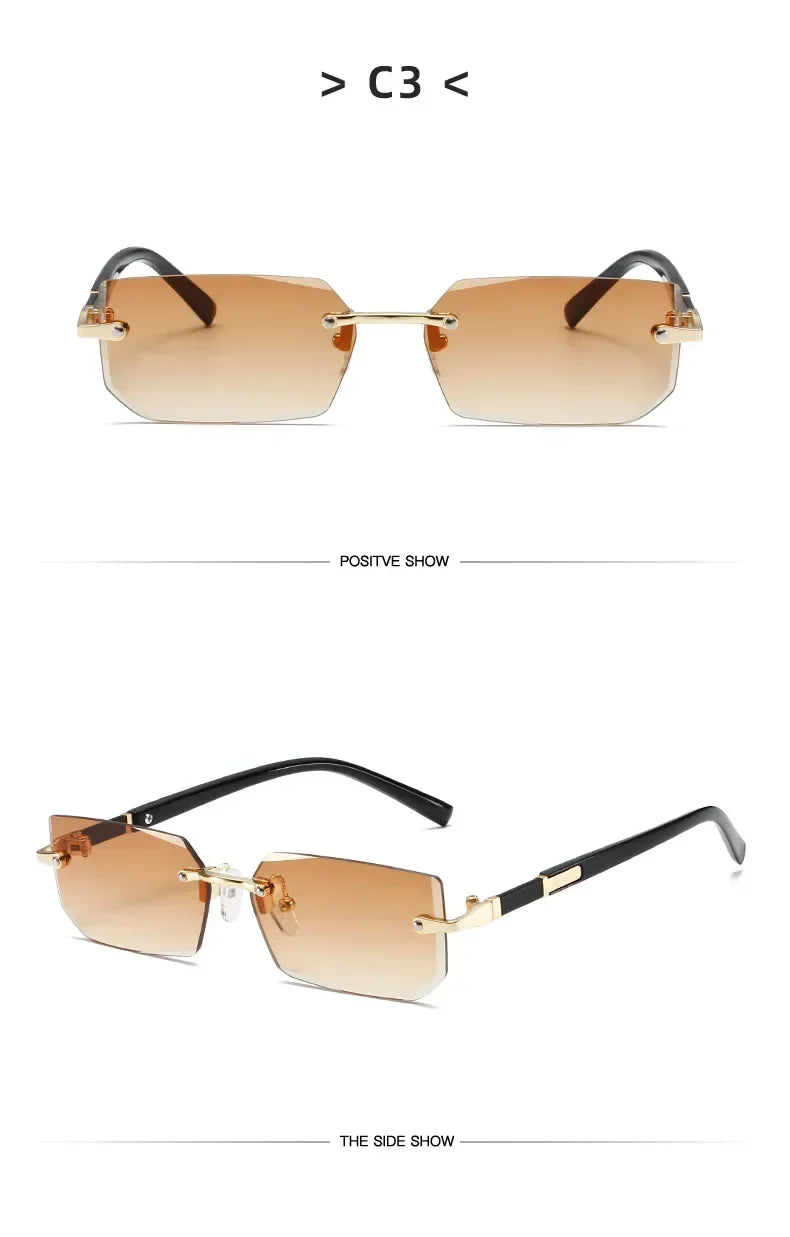 Fashion High Definition Sunglasses Men Ladies Blue Light Blocking Eye Protection Eyewear Rimless Square Frame Eyeglasses Goggle