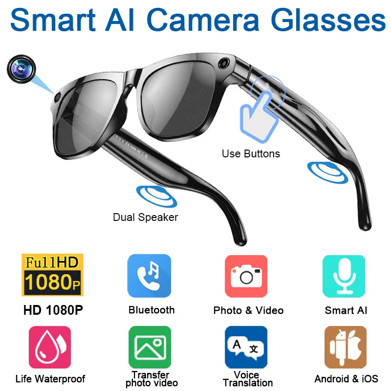 Xiaomi 1080P HD AI Smart Glasses Chat GPT 100MP Camera Bluetooth Call 260mAh Battery Voice Assistant Control Smart Glasses Hot