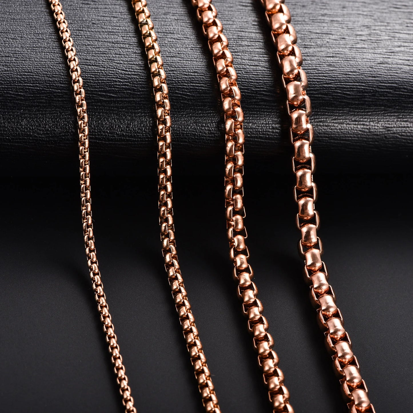 2/3/4/5mm Classic Mens Stainless Steel Rolo Square Box Chain Necklace for Men Women Rose Gold Color Plated Choker Metal Jewelry