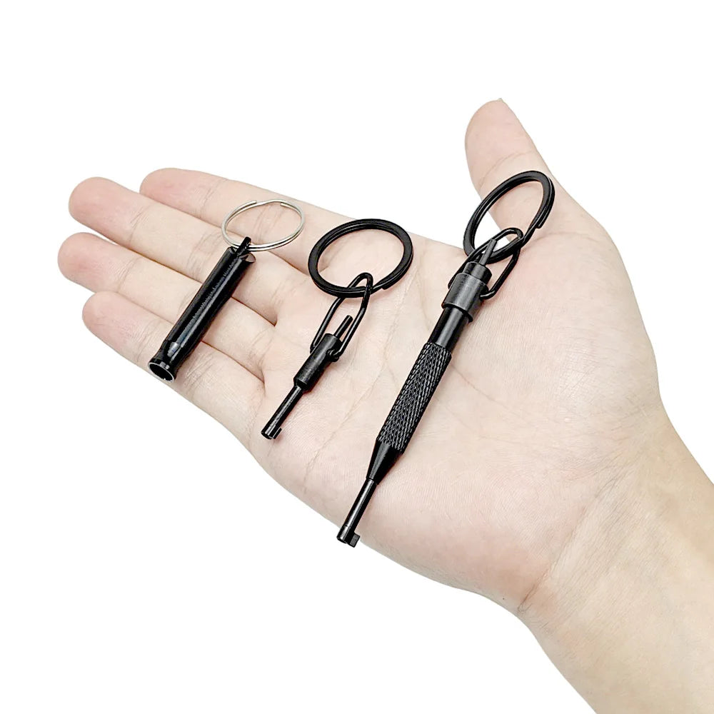 Handcuff key set, 1 long handle key + 1 short handle key, made of high carbon steel, comes with a survival whistle for signaling