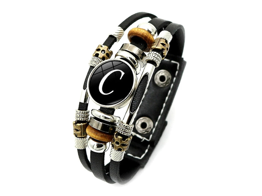 Vintage 26 Letter Leather Rock Bracelet Women Men Punk A-Z Initial Alphabet Handmade Braided Multilayer Adjustable Bangle Gift - Simply Just Deals LLC
