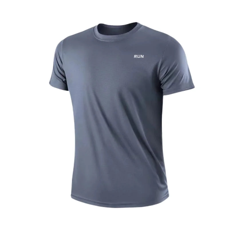 Men's Quick Dry Short Sleeve Gym Running Moisture Wicking Round Neck T-Shirt Training Exercise Gym Sport Shirt Tops Lightweight - Simply Just Deals LLC
