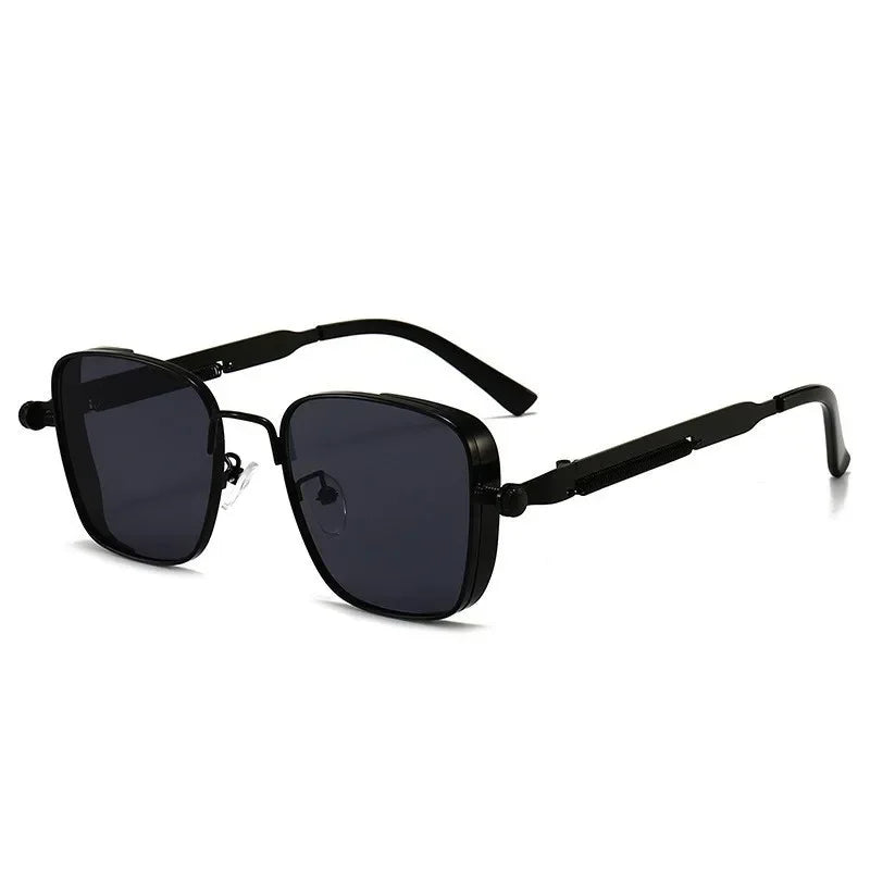 New Sunglasses Men Driving Sunglasses Retro Spring Leg Driving Outdoor Sports Metal Rectangular Decorative Glasses Women Uv400