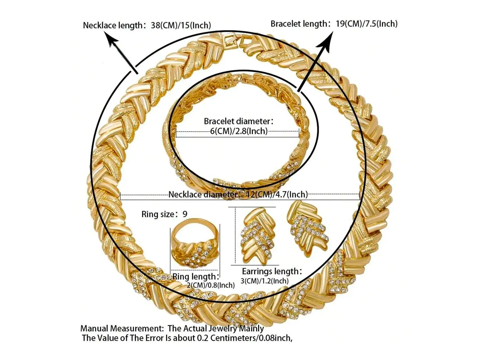 Dubai Jewelry Set For Woman 18K Gold Plated Luxury Necklace Earrings Bracelet and Ring Set Jewelry Wedding Party Trending - Simply Just Deals LLC