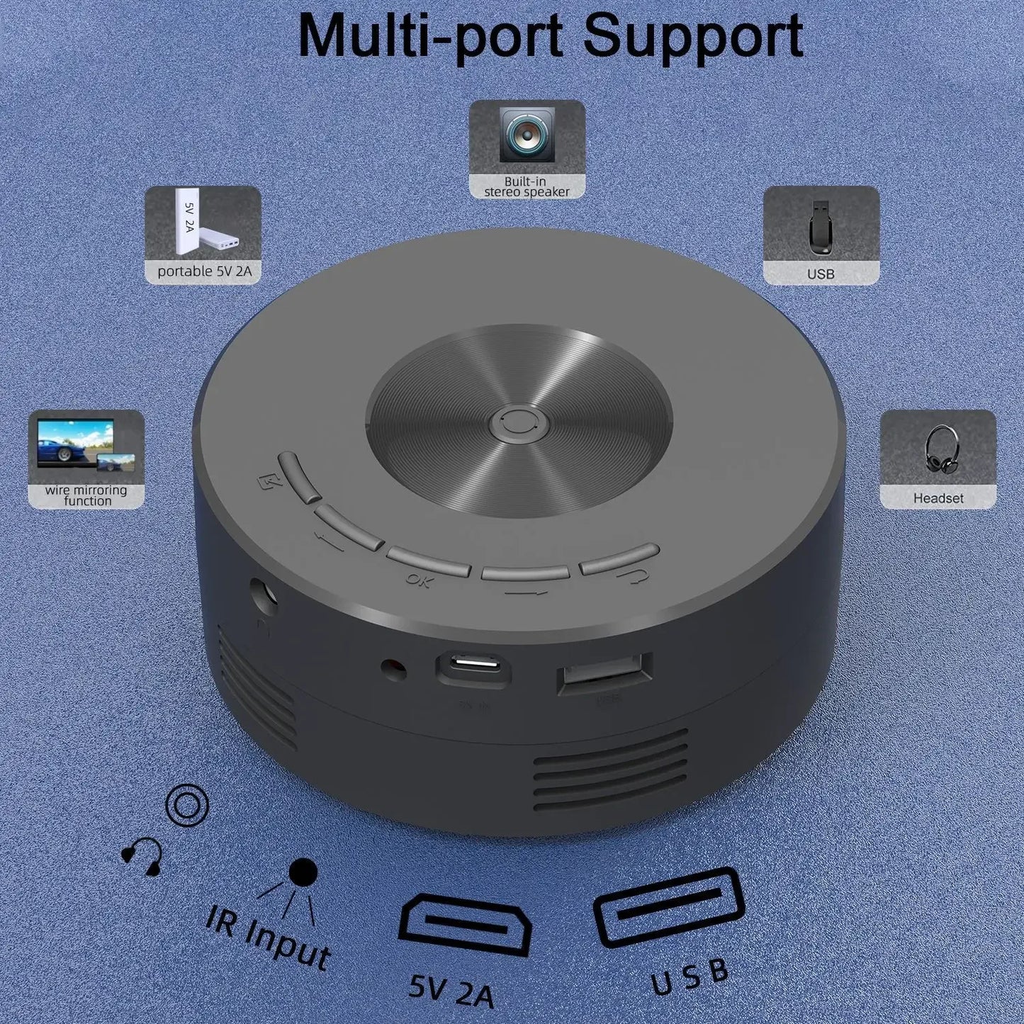 Xiaomi New Mini Mobile Projector Home Use Palm Size Remote Projector IOS Android System Wire Screen Mirroring Projector