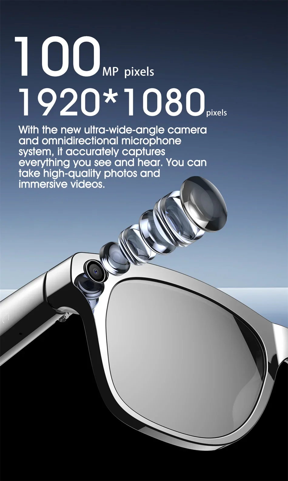 Xiaomi 1080P HD AI Smart Glasses Chat GPT 100MP Camera Bluetooth Call 260mAh Battery Voice Assistant Control Smart Glasses Hot
