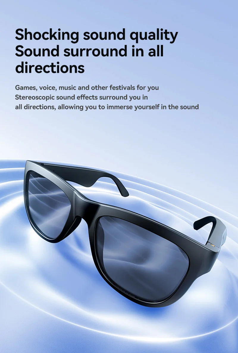 Wireless Smart Sunglasses Anti Blue Light & AI Translator Bluetooth 6.0 Glasses For Music Calls Open Audio Design Lightweight