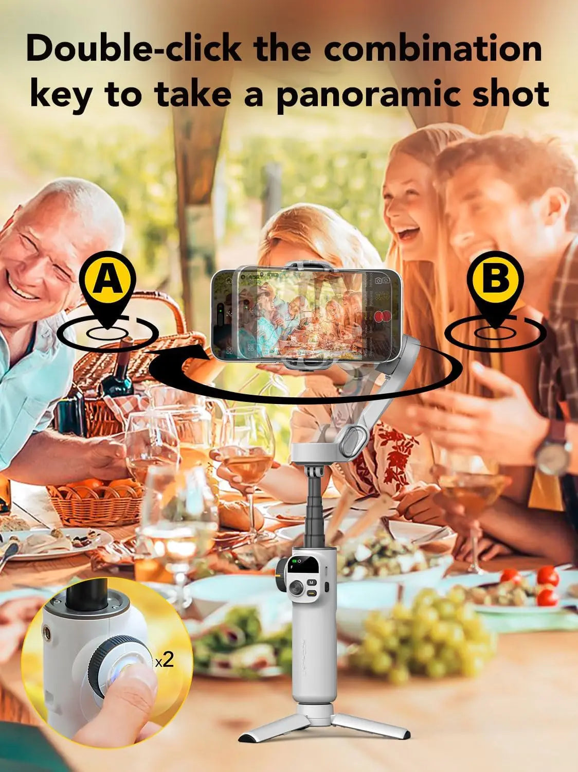 AOCHUAN Smart X2 Handheld Gimbal 3 Axis Stabilizer Built-in 20cm Extension Rod LED Display Phone Holder For iPhone Smartphone