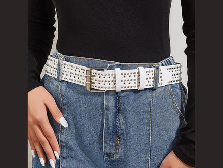 New Fashion Unisex Hollow Star Belt Fashion Ladies Leather Studded Gift Man's Goth Rock Wild Adjustable Women Punk Black Belt - Simply Just Deals LLC