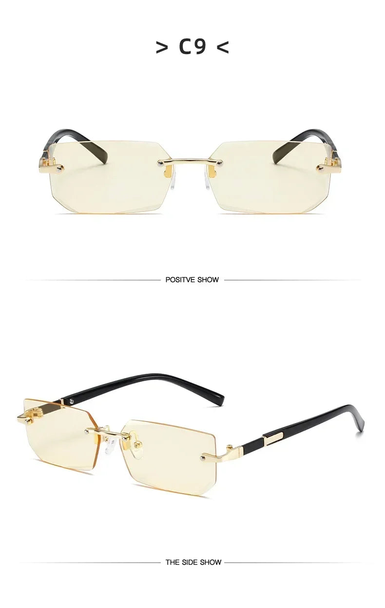 Fashion High Definition Sunglasses Men Ladies Blue Light Blocking Eye Protection Eyewear Rimless Square Frame Eyeglasses Goggle
