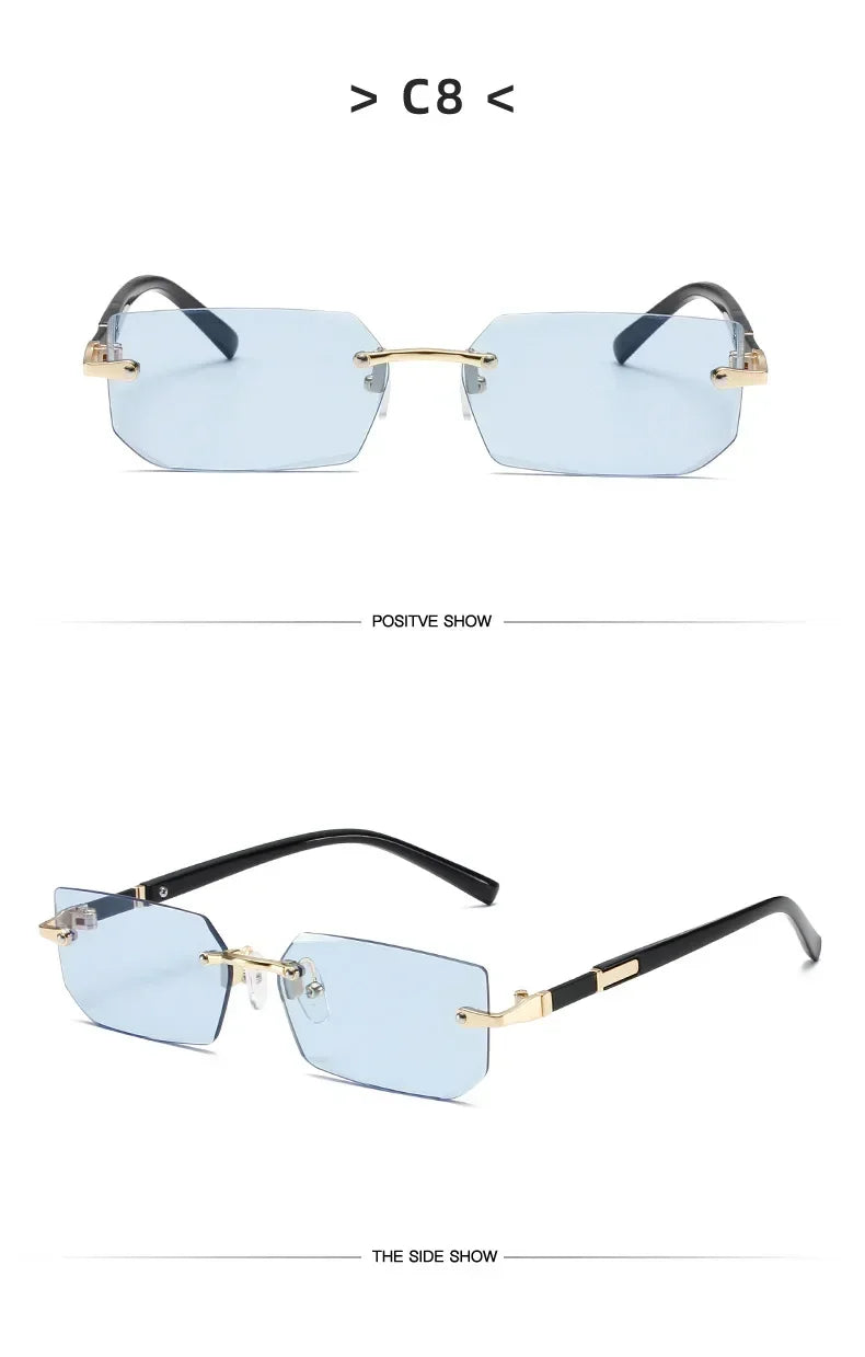 Fashion High Definition Sunglasses Men Ladies Blue Light Blocking Eye Protection Eyewear Rimless Square Frame Eyeglasses Goggle
