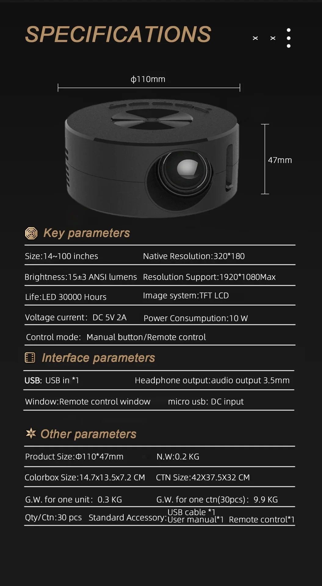 Xiaomi New Mini Mobile Projector Home Use Palm Size Remote Projector IOS Android System Wire Screen Mirroring Projector