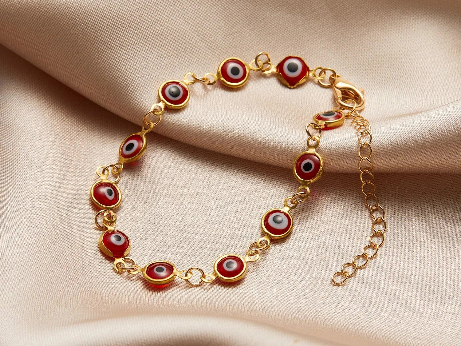 Lucky Turkey Evil Eye Bracelet For Women Men Colorful Red Blue Eye Adjustable Metal Chain Bangles Good Luck Wealth Jewelry Gifts - Simply Just Deals LLC