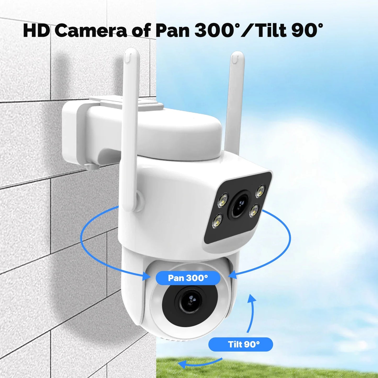 Moes Tuya Smart WiFi Outdoor Security Camera 4MP Dual Screen 2.4G/5G IP65 Waterproof Motion Detection Auto Track Two-Way Audio