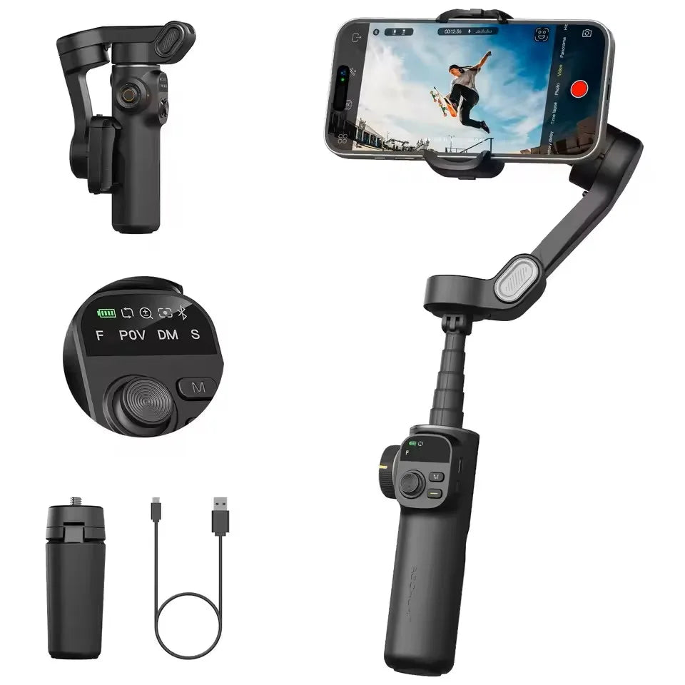 AOCHUAN Smart X2 Handheld Gimbal 3 Axis Stabilizer Built-in 20cm Extension Rod LED Display Phone Holder For iPhone Smartphone
