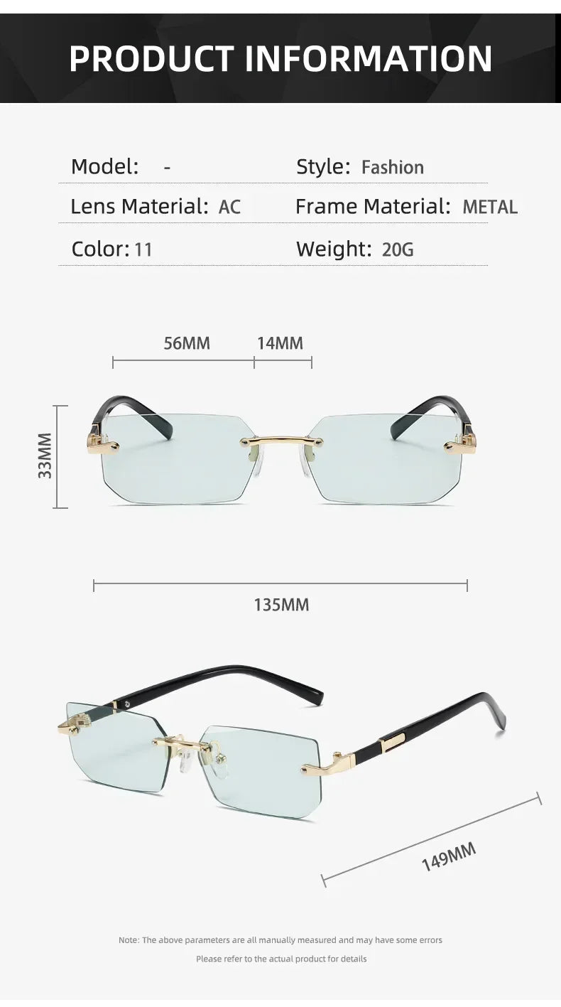Fashion High Definition Sunglasses Men Ladies Blue Light Blocking Eye Protection Eyewear Rimless Square Frame Eyeglasses Goggle