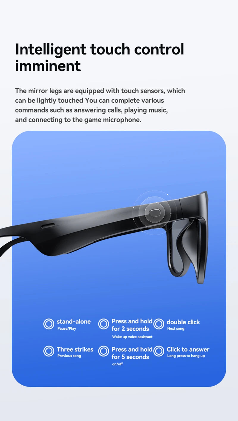 Wireless Smart Sunglasses Anti Blue Light & AI Translator Bluetooth 6.0 Glasses For Music Calls Open Audio Design Lightweight