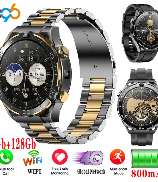 6+128GB Smart Watch WIFI GPS Waterproof GSM SIM Dual Camera 4G Smartwatch Men App Download Heart Rate Health Monitor Video Call - Simply Just Deals LLC