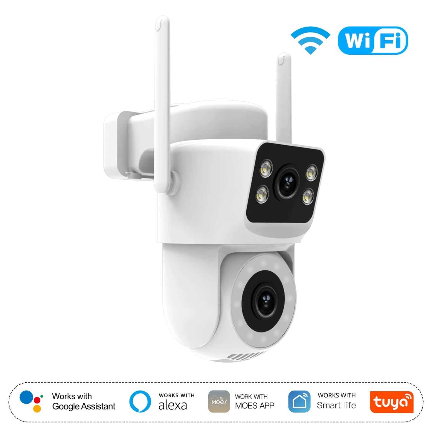 Moes Tuya Smart WiFi Outdoor Security Camera 4MP Dual Screen 2.4G/5G IP65 Waterproof Motion Detection Auto Track Two-Way Audio