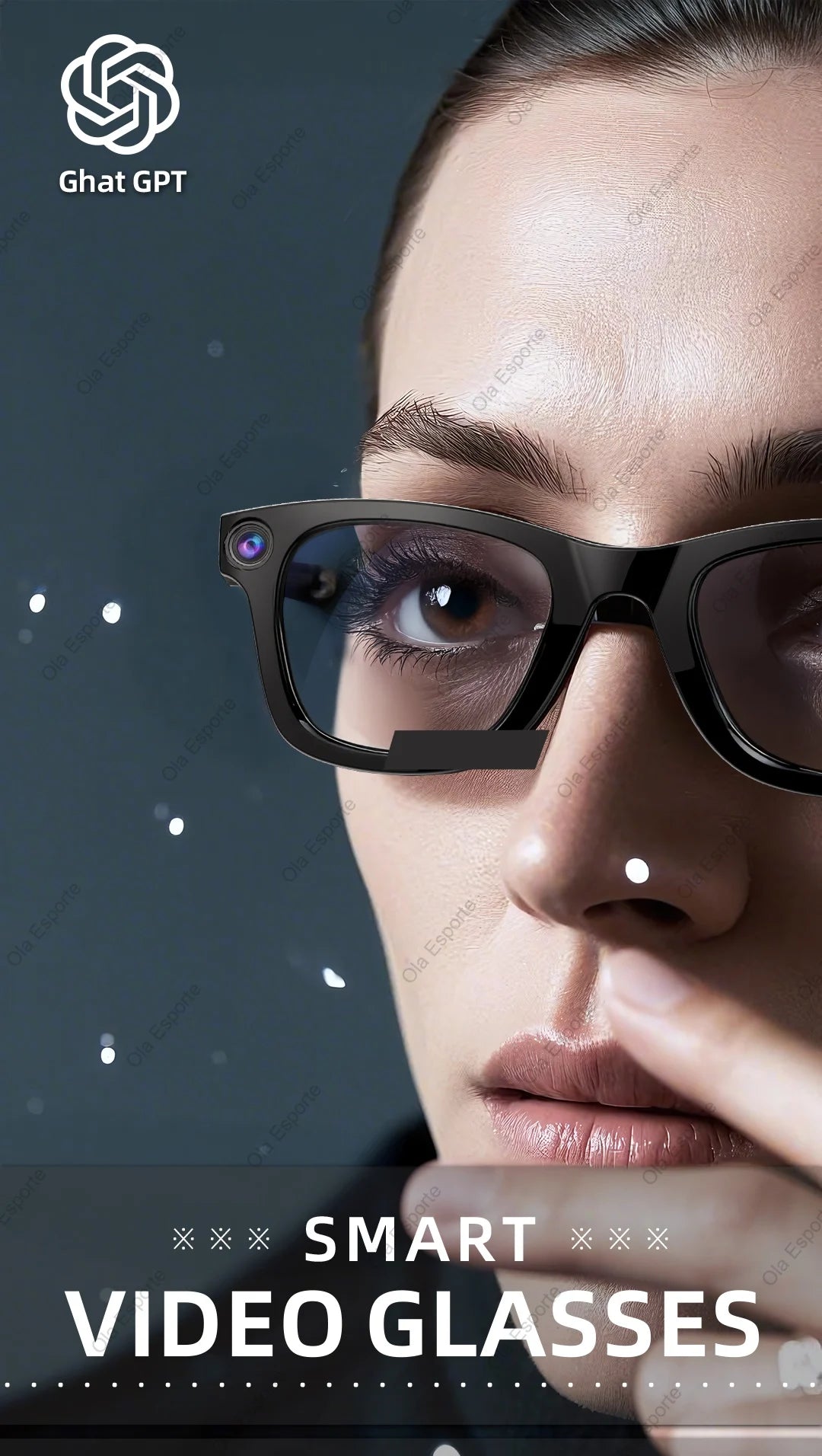 HD 1080P AI Smart Glasses ChatGPT 2000W Camera Bluetooth Call 400Mah Battery Voice Assistant Control Smart Glasses for Men Women