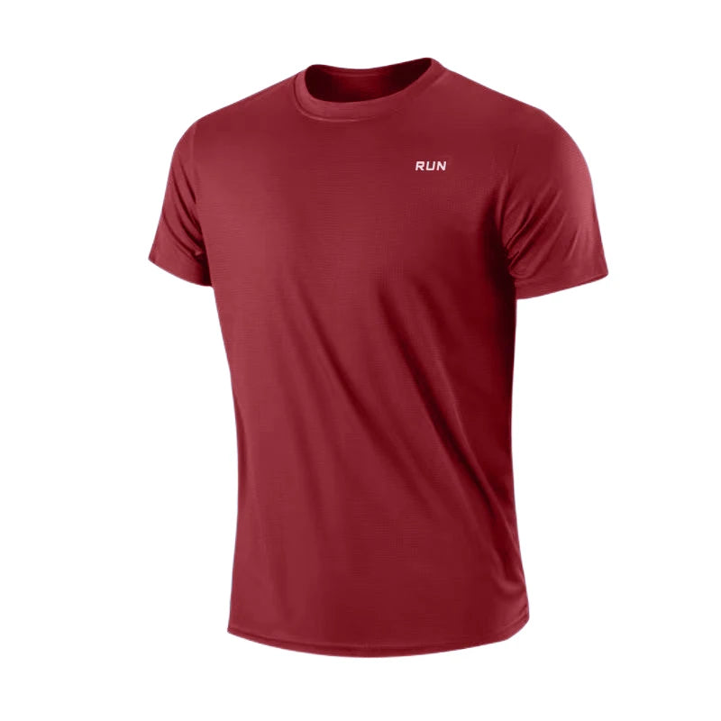 Men's Quick Dry Short Sleeve Gym Running Moisture Wicking Round Neck T-Shirt Training Exercise Gym Sport Shirt Tops Lightweight - Simply Just Deals LLC