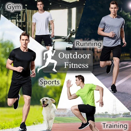 Men's Quick Dry Short Sleeve Gym Running Moisture Wicking Round Neck T-Shirt Training Exercise Gym Sport Shirt Tops Lightweight - Simply Just Deals LLC