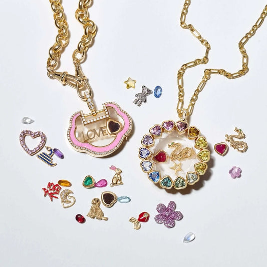 Simple and trendy small pendant heart-shaped zircon gemstone small flower sun dog claw goldfish charms for jewelry